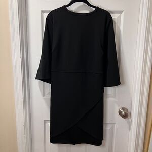 Boohoo Black Elegant 3/4 Sleeve Wrap Dress with Back Tie Detail-SZ 14